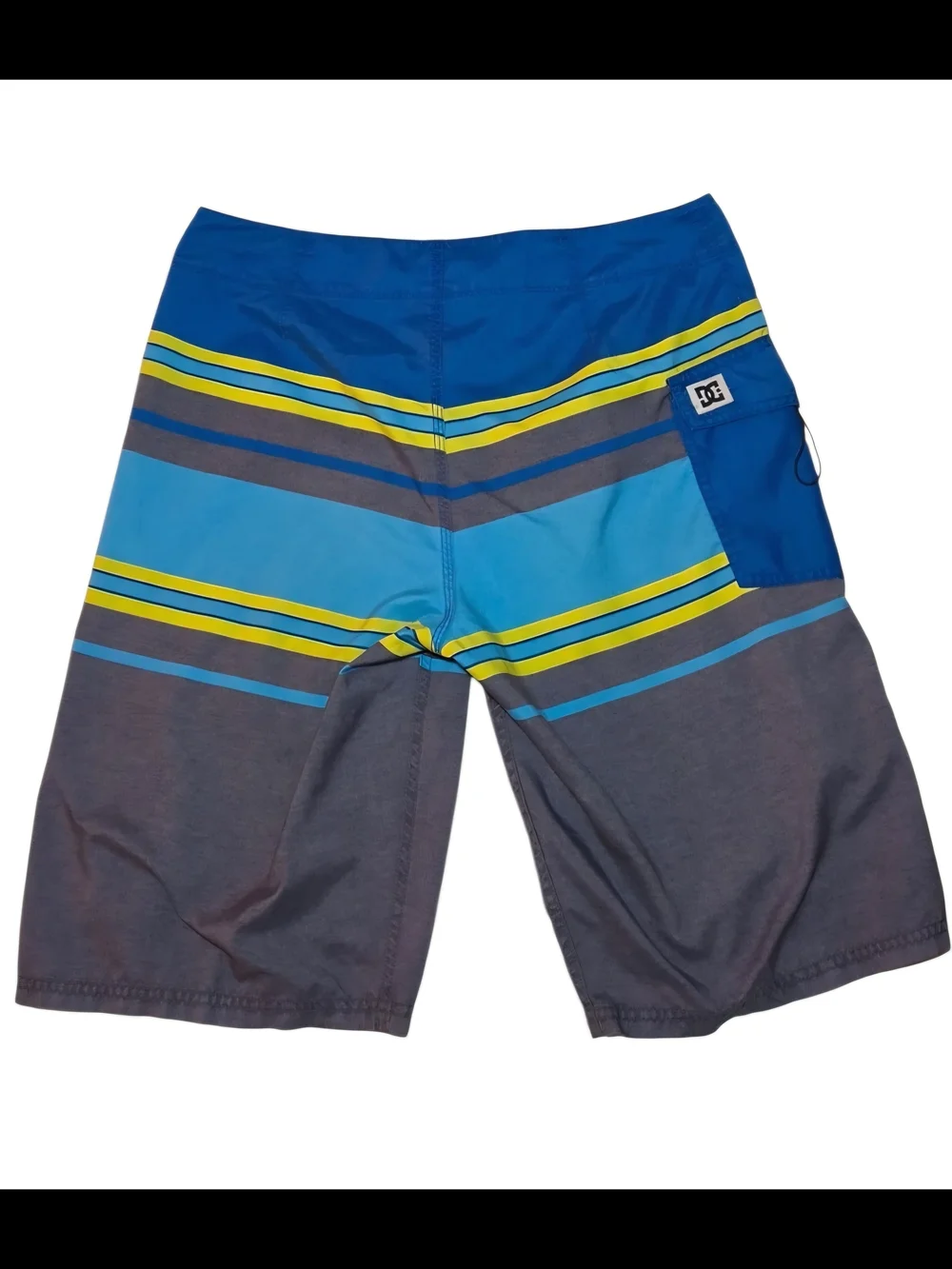 DC Shoes Men’s Blue & Gray Striped Beach Board Shorts Swim Trunks Size 34